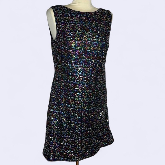 Betsey Johnson Black Multicolor Sequin Mini Dress - Picture 1 of 5